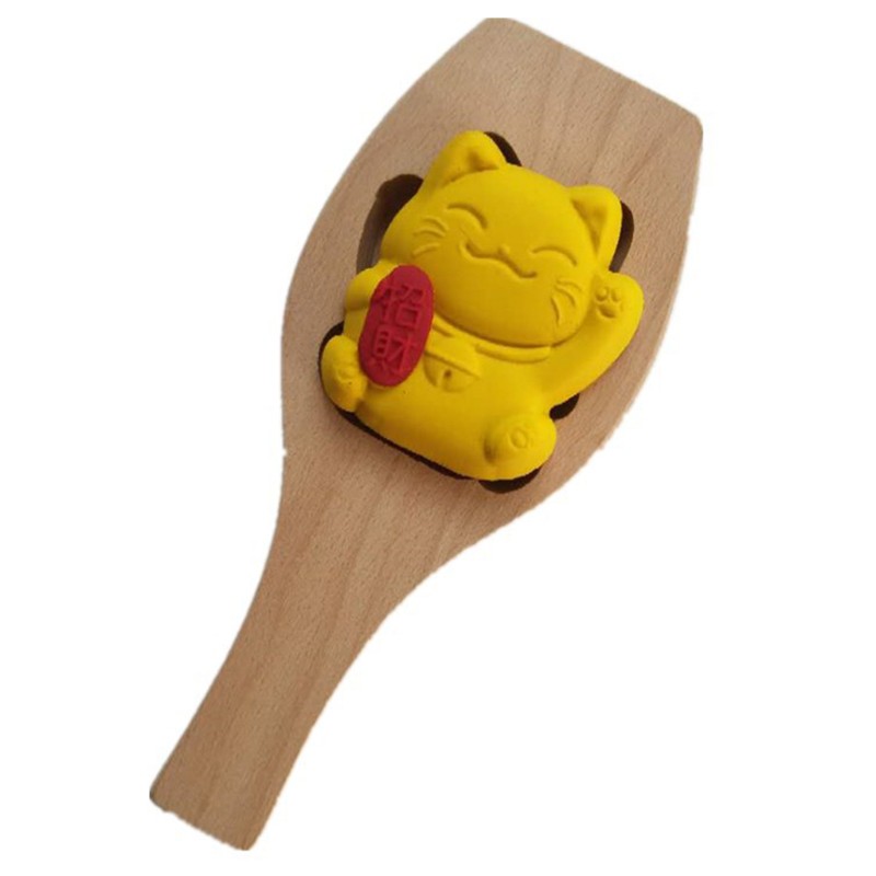 Khuôn bánh trung thu bằng gỗ hình con mèo