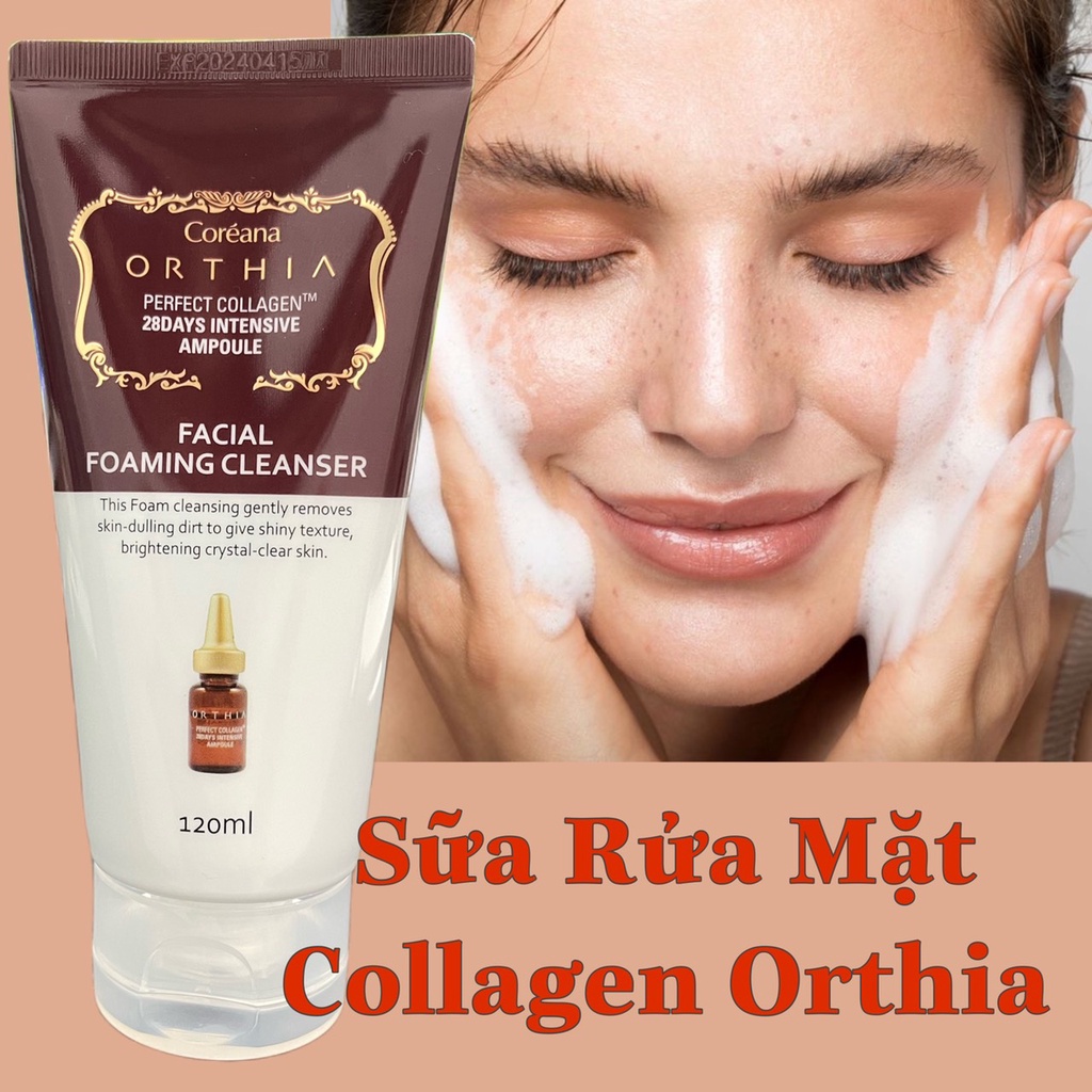 Coreana Orthia Sữa Rửa Mặt Collagen 28Days Trắng Da, Ngăn Ngừa Lão Hoá Da 120ml