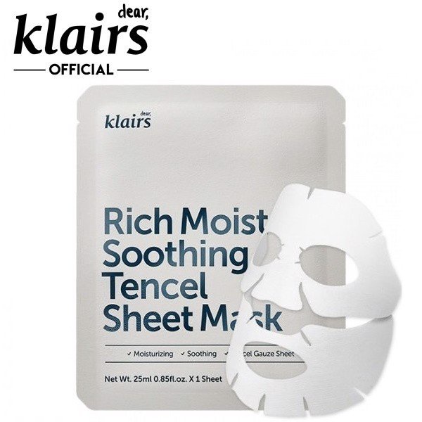 Combo 10 Mặt nạ dưỡng ẩm Klairs Rich Moist Soothing Tencel Sheet Mask 25ml