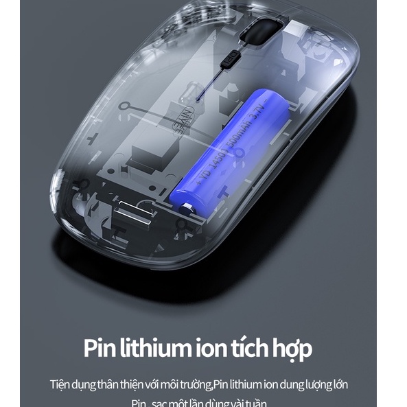 Chuột không dây không dây S12 pin sạc siêu mỏng không gây tiếng ồn chuyên dùng cho Máy tính,chuột pc, Laptop