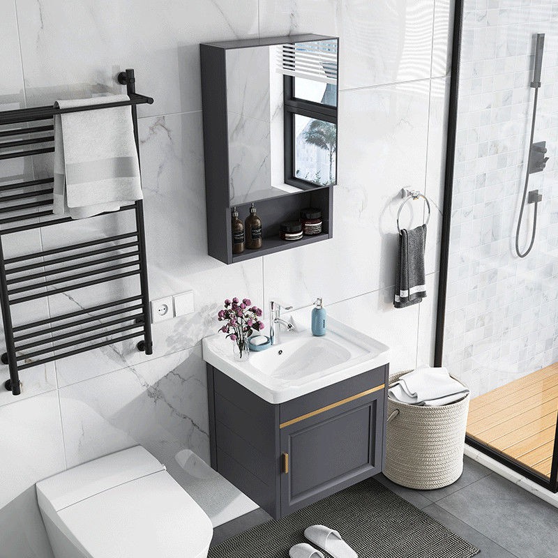 Không gian tủ nhôm phòng tắm kết hợp chậu rửa ánh sáng gương thông minh sang trọng Bàn trang điểm chung cư nhỏ < | BigBuy360 - bigbuy360.vn