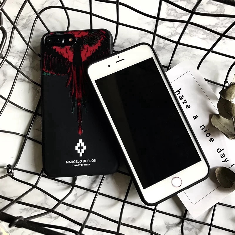 Ốp điện thoại MARCELO BURLON TPU mềm hình đôi cánh thời trang thích hợp cho Iphone 8