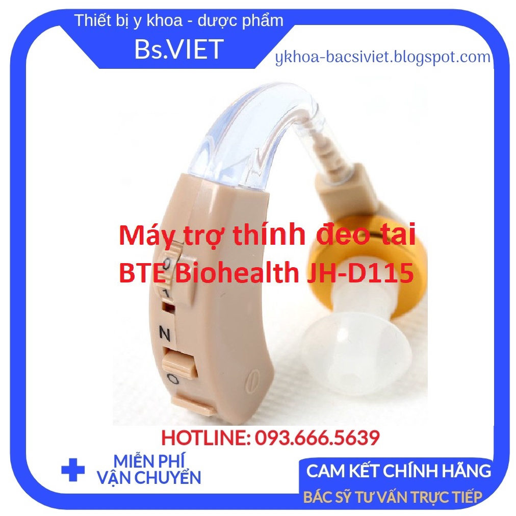 MÁY TRỢ THÍNH không dây Biohealth JH-115 - Máy điếc, Tai nghe trợ thính cho người già nghe kém chính hãng,bảo hành 1 năm