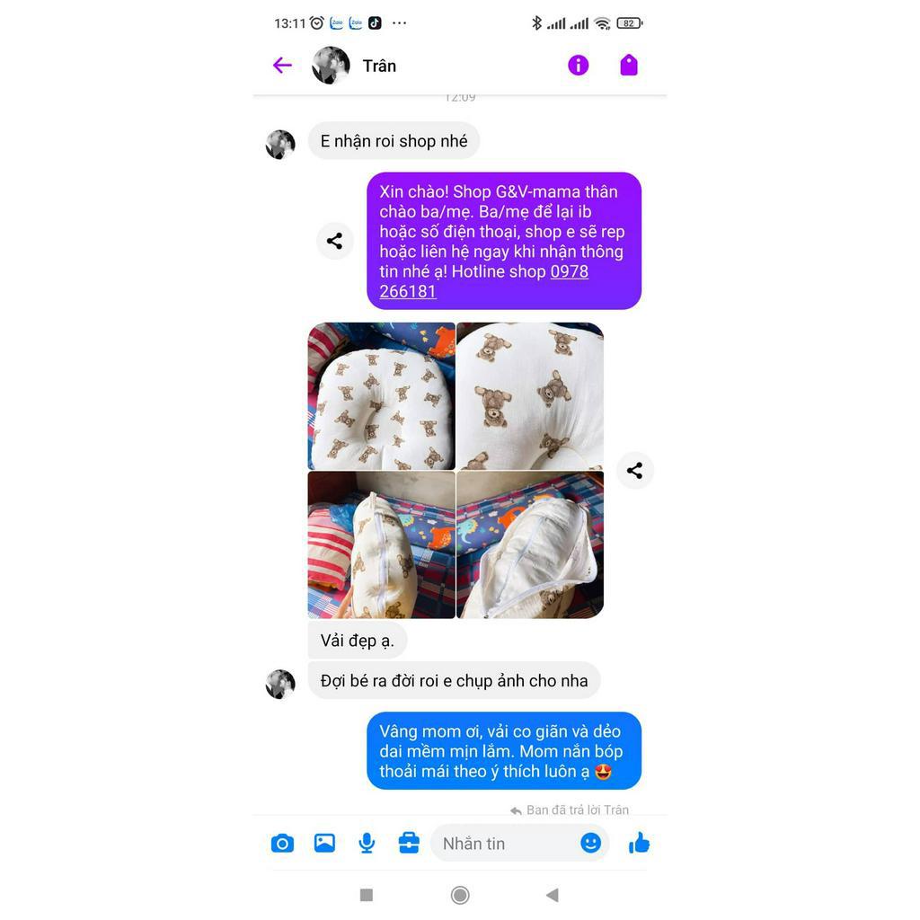 Vỏ bao gối chống trào ngược xô muslin GV mama êm mềm loại đẹp dày dặn, thoáng mát, kích thước 70*70cm, gửi đúng mẫu