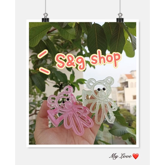 Kẹp gấp gọn tóc nữ hình chú gấu dễ thương màu hot trend vàng, hồng, xanh pastel ngọt ngào