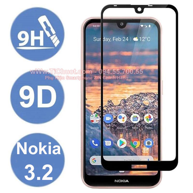 [FULL KEO-Ảnh Thật] Kính CL Nokia 3.2 2019 Cường Lực 2.5D FULL Màn