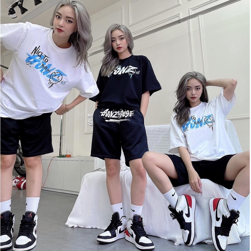 Áo Thun Form Rộng  Cotton TEE GONZ NTMY - Màu Black/White