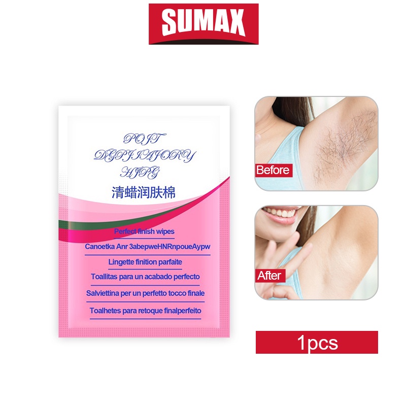 Sumax Khăn lau ẩm dạng sáp có thể loại bỏ phần sáp dư thừa còn sót lại sau khi tẩy lông 10g