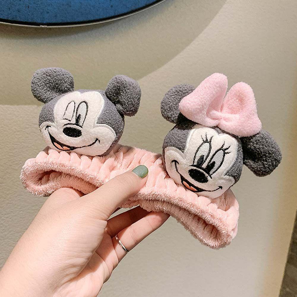 Băng Đô Cài Tóc Rửa Mặt / Rửa Mặt Bằng Vải Bông Hình Mickey Minnie Dễ Thương Cho Nữ