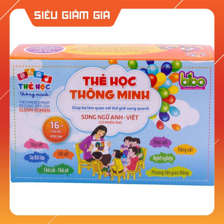 Bộ thẻ học thông minh 💖FREESHIP💖 416 Thẻ - 16 Chủ đề - Song ngữ Anh Việt