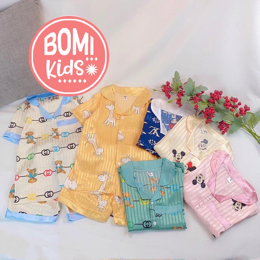 [ 20Kg - 30KG ] Đồ Bộ Bé Gái Mặc Nhà Pijama Lụa Cao Cấp Tay Ngắn