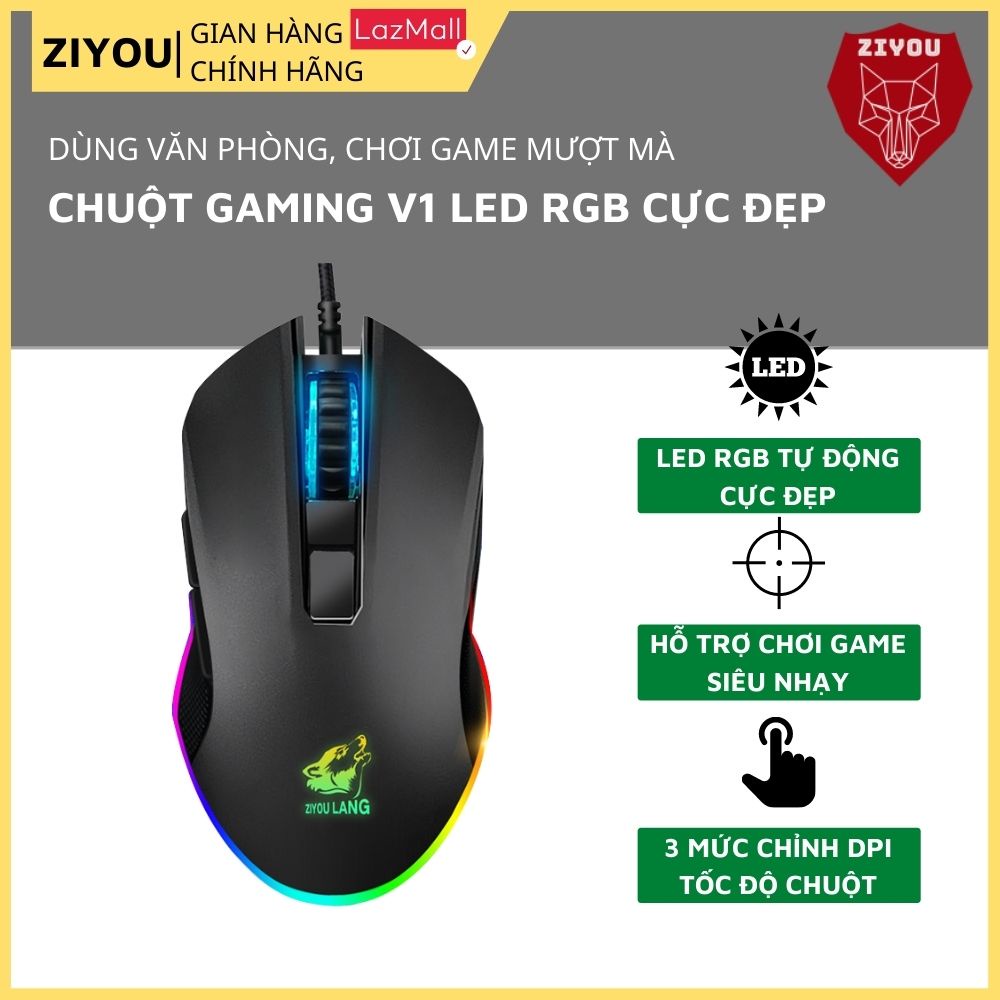 Bộ Bàn Phím Chuột Và Headphone ZIYOU Gaming LED 7 Màu, Phím Gõ Siêu Êm Chống Nước, Combo Cho Các Game Thủ K618+V1+K3