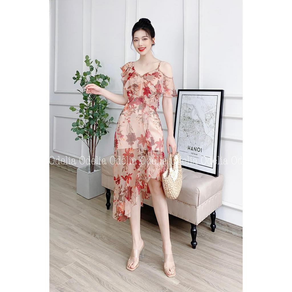 Váy hoa maxi đi biển Odelia, 2 lớp mỏng nhẹ - V6014