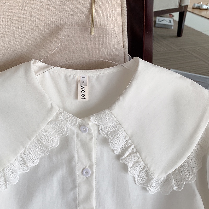 Áo Sơ Mi Trắng Tay Dài Cổ Búp Bê Thiết Kế Độc Đáo Thời Trang Mùa Thu Mới Cho