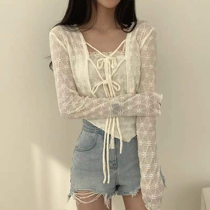 Sét áo 2 dây + áo cadigan hàng QC