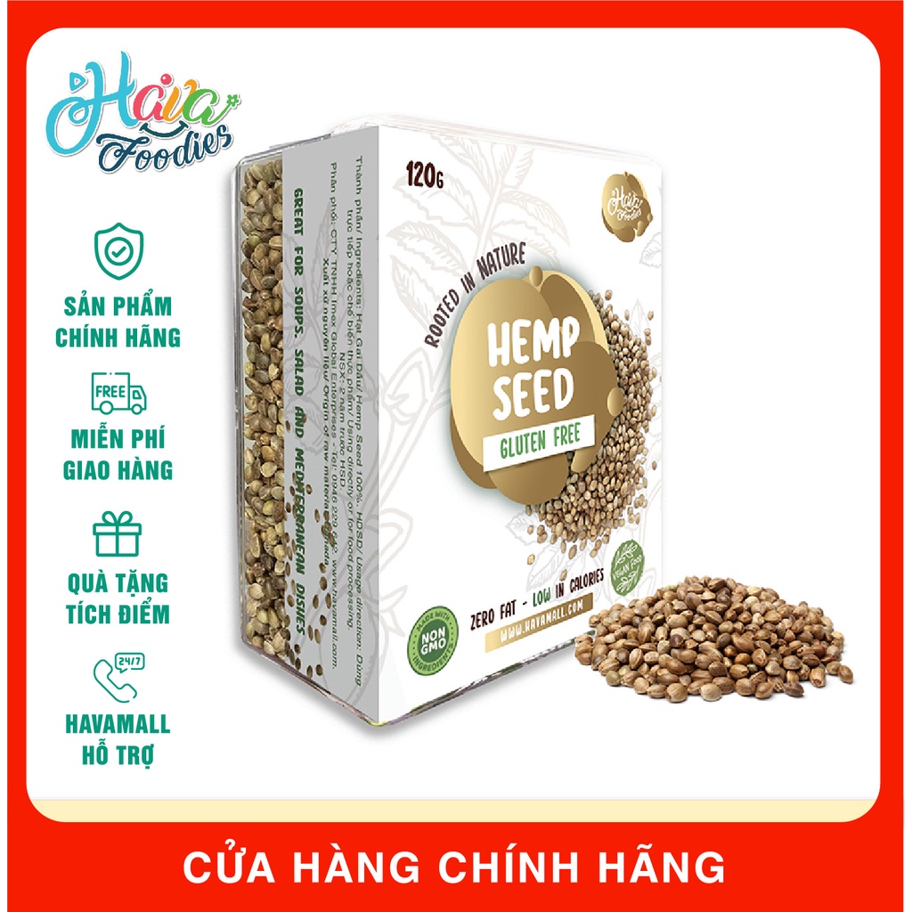 CHƯA TÁCH VỎ - Hạt Gai Dầu Havafood Hộp Nhựa 120gr