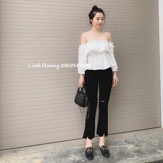 Set áo trễ vai quần bò