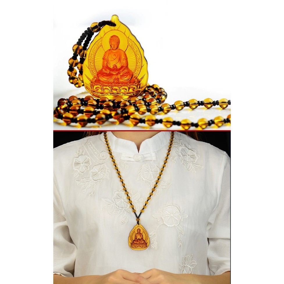 Chuỗi hạt đeo cổ mặt phật Hư Không Tạng Bồ Tát tựa lá đề - Phật bản mệnh người tuổi Sửu, tuổi Dần -[HÀNG CHÍNH HÃNG]