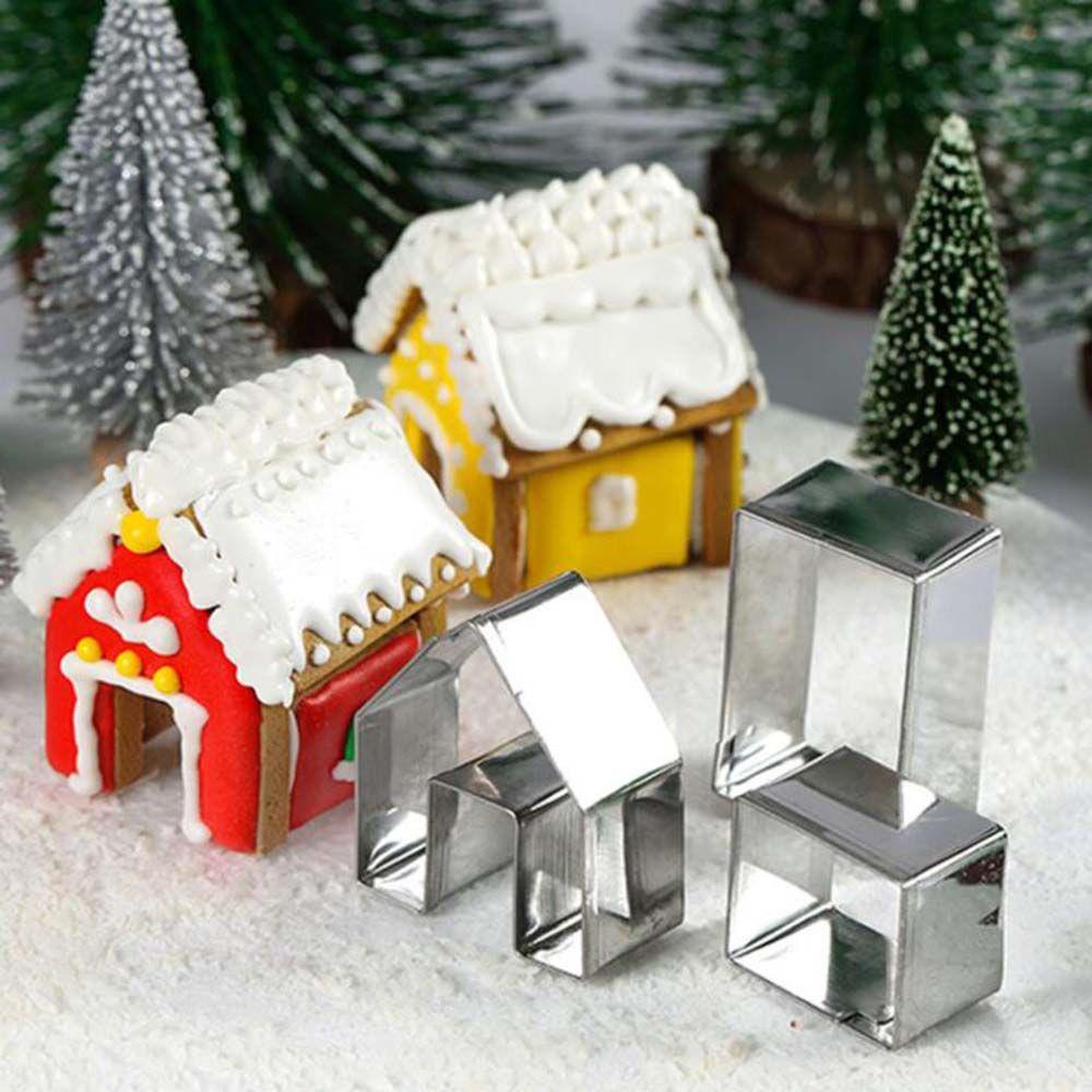 Set 3 Khuôn Cắt Bánh Quy Bằng Thép Không Gỉ Hình Ngôi Nhà
