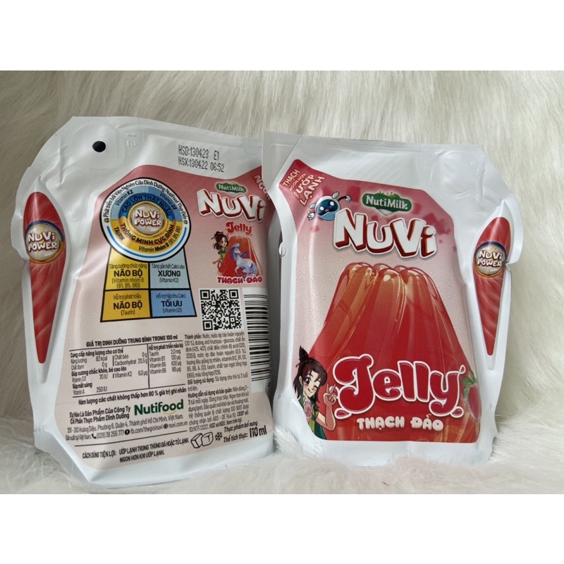 1 Thùng Thạch Đào Jelly Nuvi /24 túi *110ml