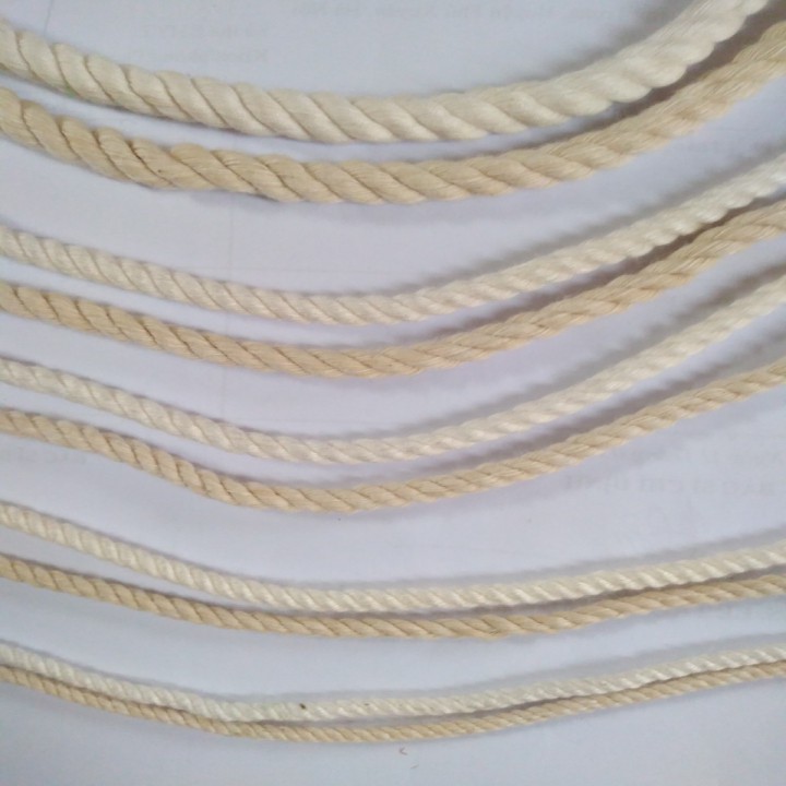 Dây đan macrame cotton xoắn 4mm màu ngà màu kem