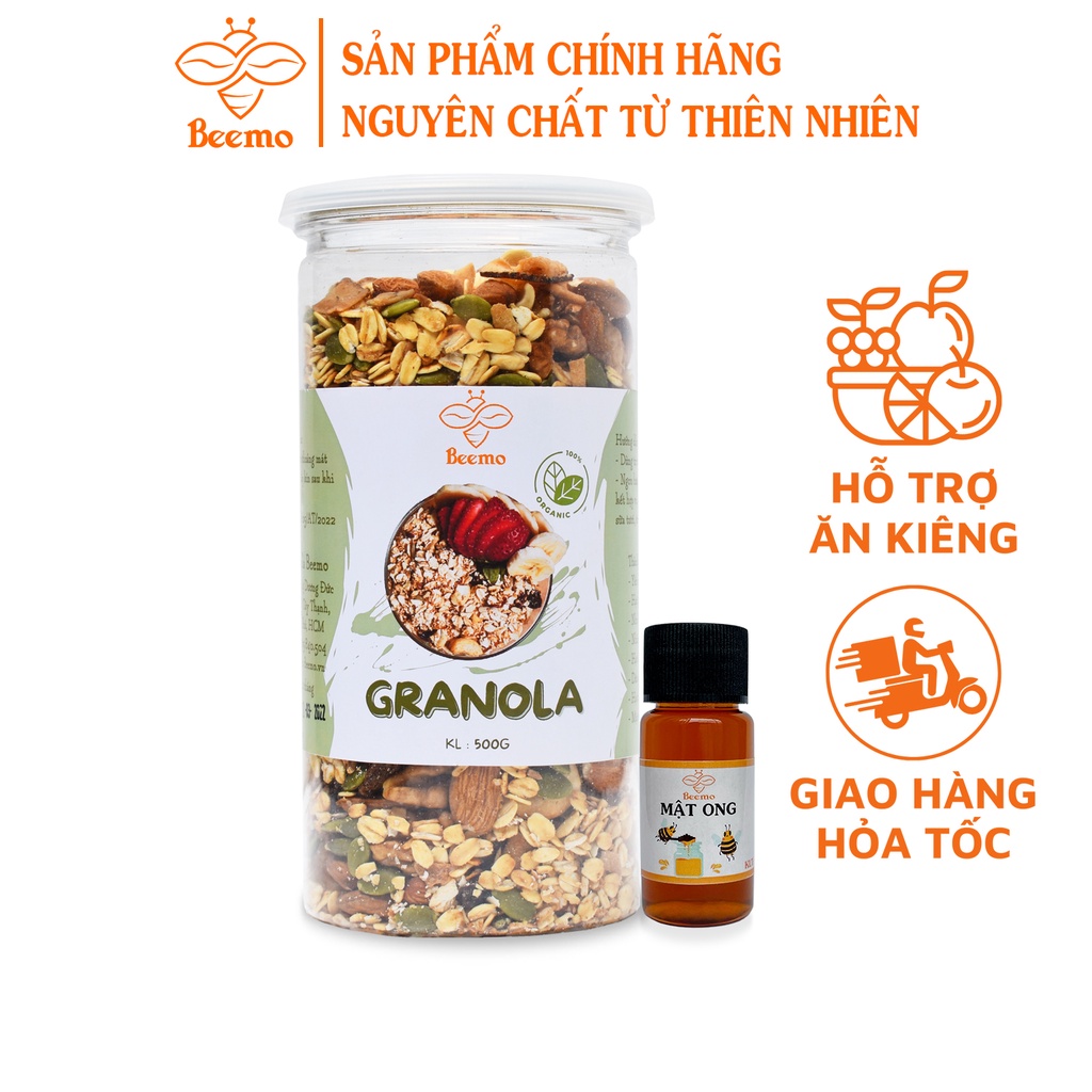 Granola yến mạch mix 7 loại hạt dinh dưỡng, ngũ cốc ăn kiêng giảm cân Beemo