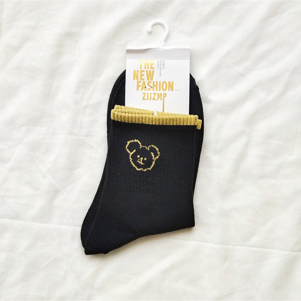 TẤT nữ cổ cao hàn quốc, nhiều màu họa tiết hình cổ hình gấu, tất cotton, chống hôi chân
