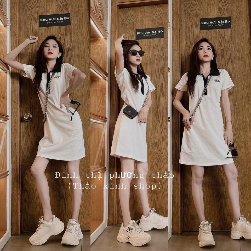 [Mã FAMAYWA2 giảm 10K đơn 50K] Đầm Nữ Polo Màu Be Siêu Xinh 🦋 Váy Ngắn Tay Có Cổ Freesize