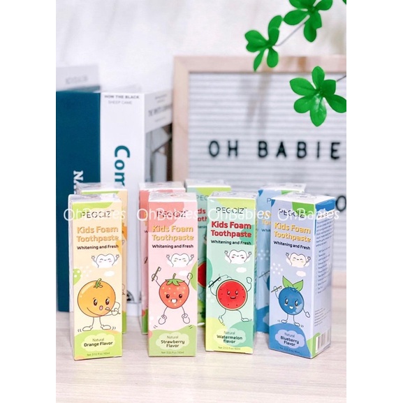 Kem Đánh Răng Chống Sâu Răng Cho Trẻ Em Dạng Bọt cho bé từ 2y PERCIZ tặng kèm bàn chải chữ U - Hàng Mĩ [OH BABIES]