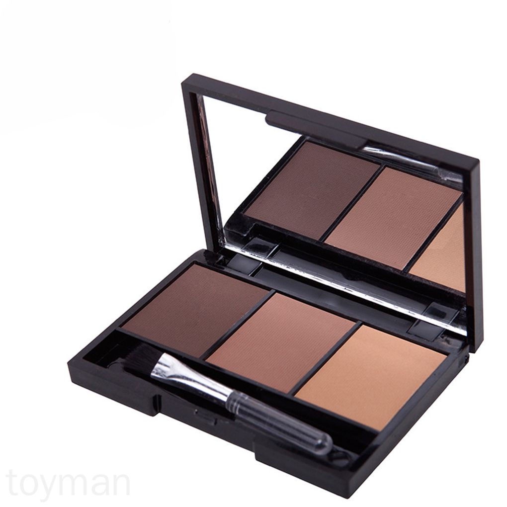 [Hàng mới về] Bảng phấn trang điểm lông mày 3 màu lâu trôi kèm cọ mềm mại và gương