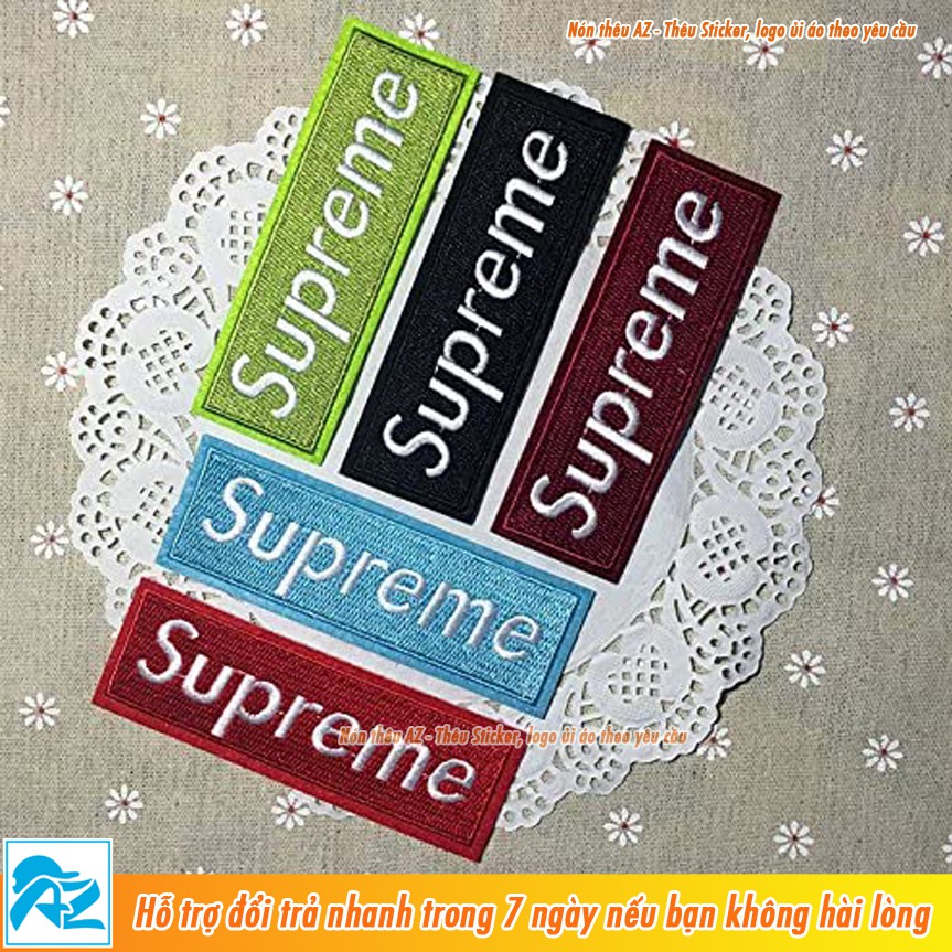Sticker ủi thêu logo hình Supreme 6.5x2cm - Patch ủi quần áo thun balo S87