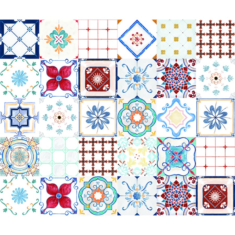 Decal Gạch Bông C102 - Set 30 ô 20x20cm - Decal Dán tường Trang trí - Viet Decor