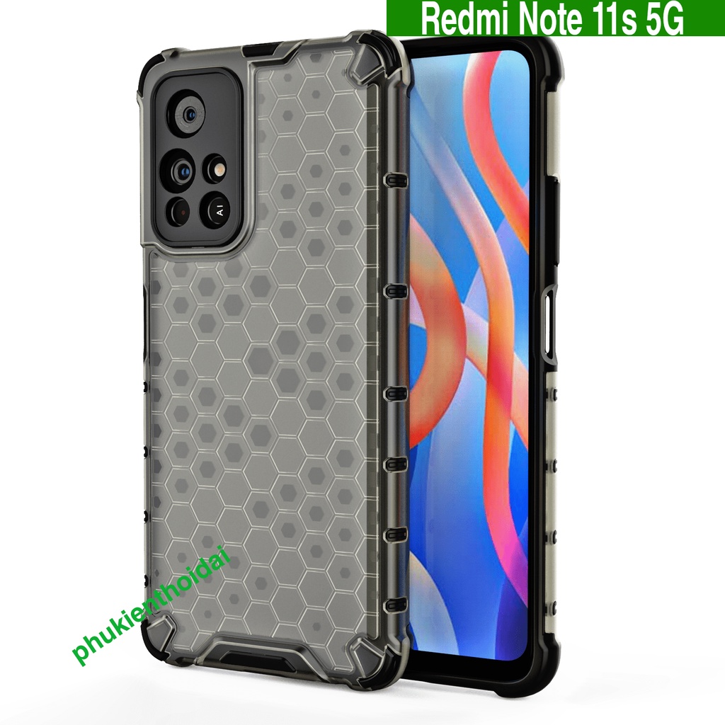 Ốp lưng Redmi Note 11S 5G kiểu dáng tổ Ong chống sốc chống va đập mạnh siêu bền