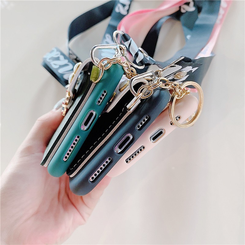 Ốp Điện Thoại Da Dạng Ví Hình Ong Có Dây Đeo Chéo Cho iphone 13 12 11 pro max 7 8 plus x xr xs max 12 pro