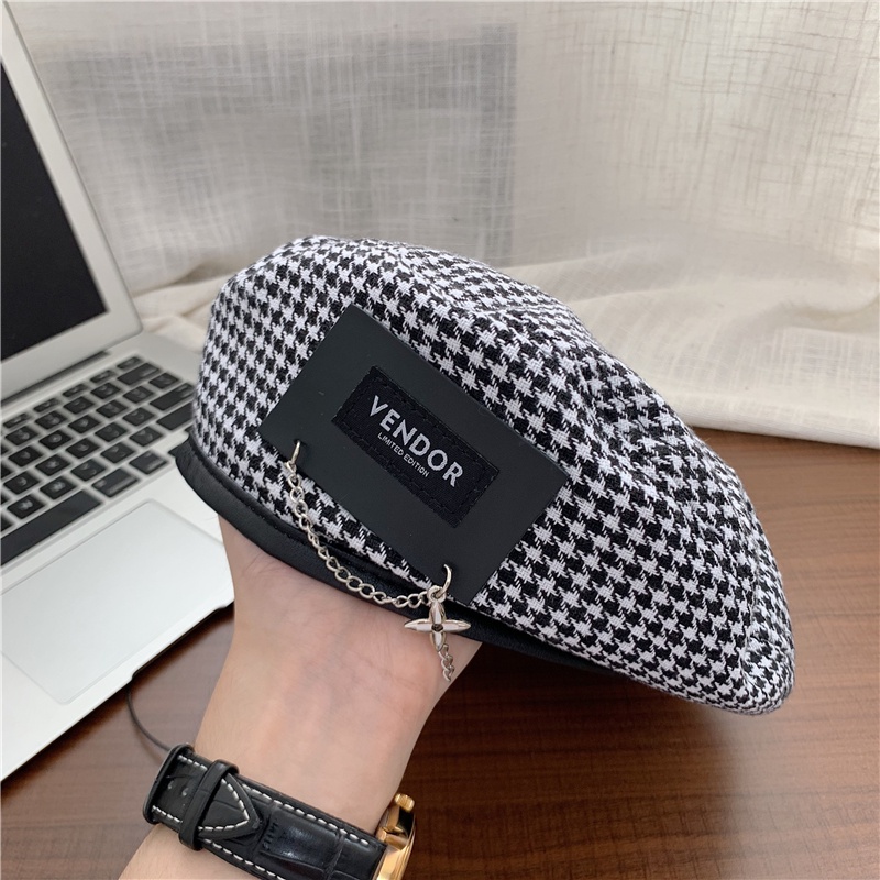 Mũ Beret Họa Sĩ Màu Trắng Đen Thời Trang Hàn Quốc