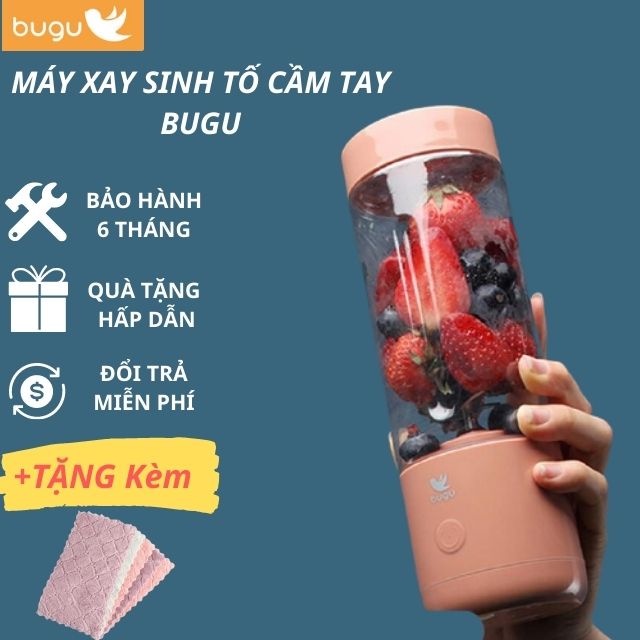 [PHIÊN BẢN MỚI 2022] Máy Xay Sinh Tố Mini Cầm Tay Bugu 400ml Sạc USB, Máy  Ép Trái Cây Mini 4 Lưỡi, Phiên Bản Nâng Cấp