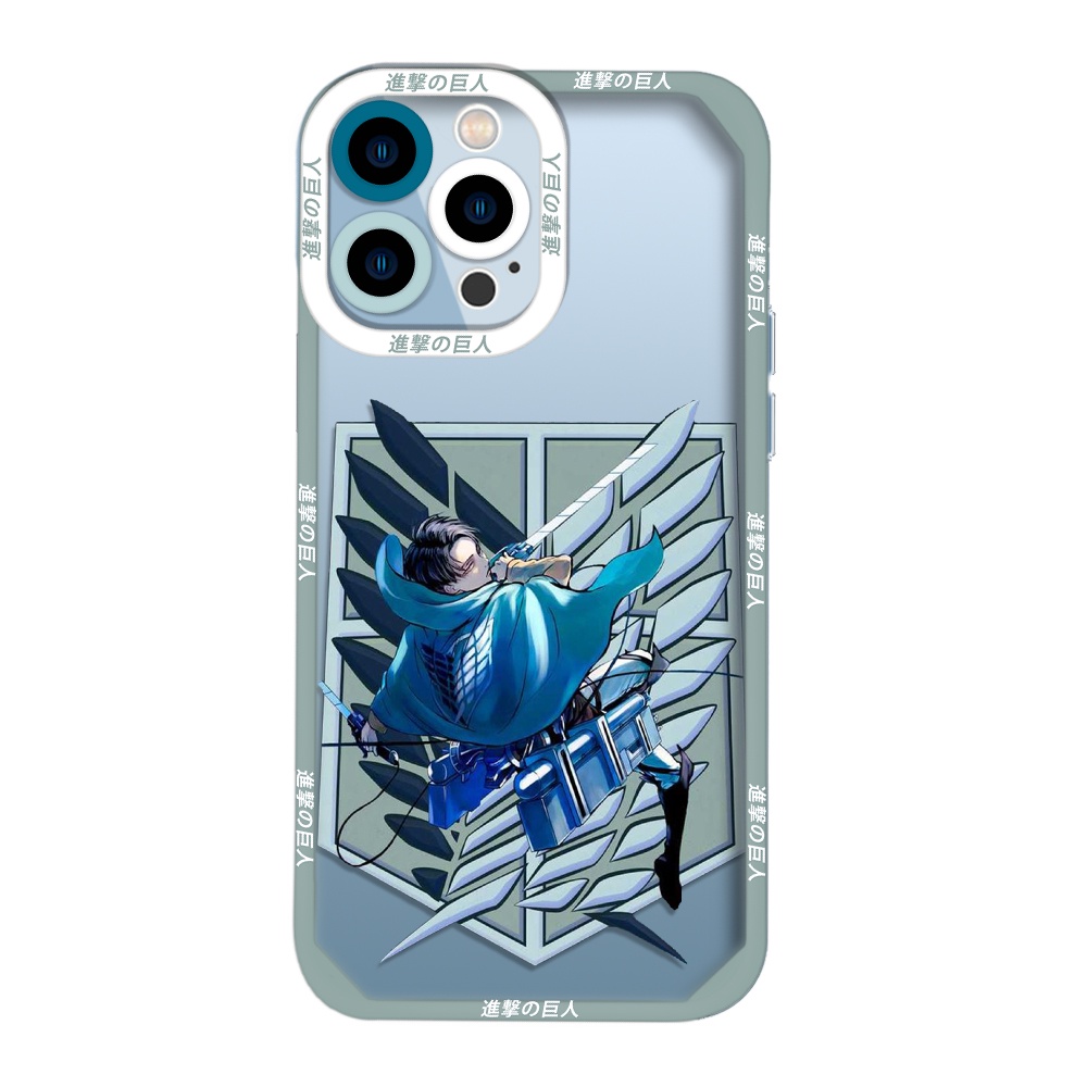 Ốp điện thoại silicone viền màu họa tiết Attack on Titan thích hợp cho iPhone 13 Pro Max 11 12 iphone SE 2022 7 8 Plus