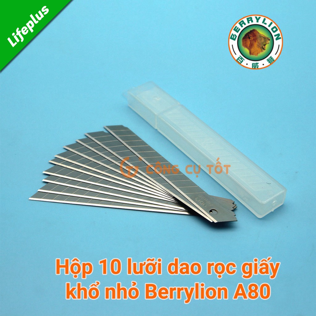 Hộp 100 lưỡi dao rọc giấy Berrylion A80 khổ 9ly (gồm 10 hộp con)