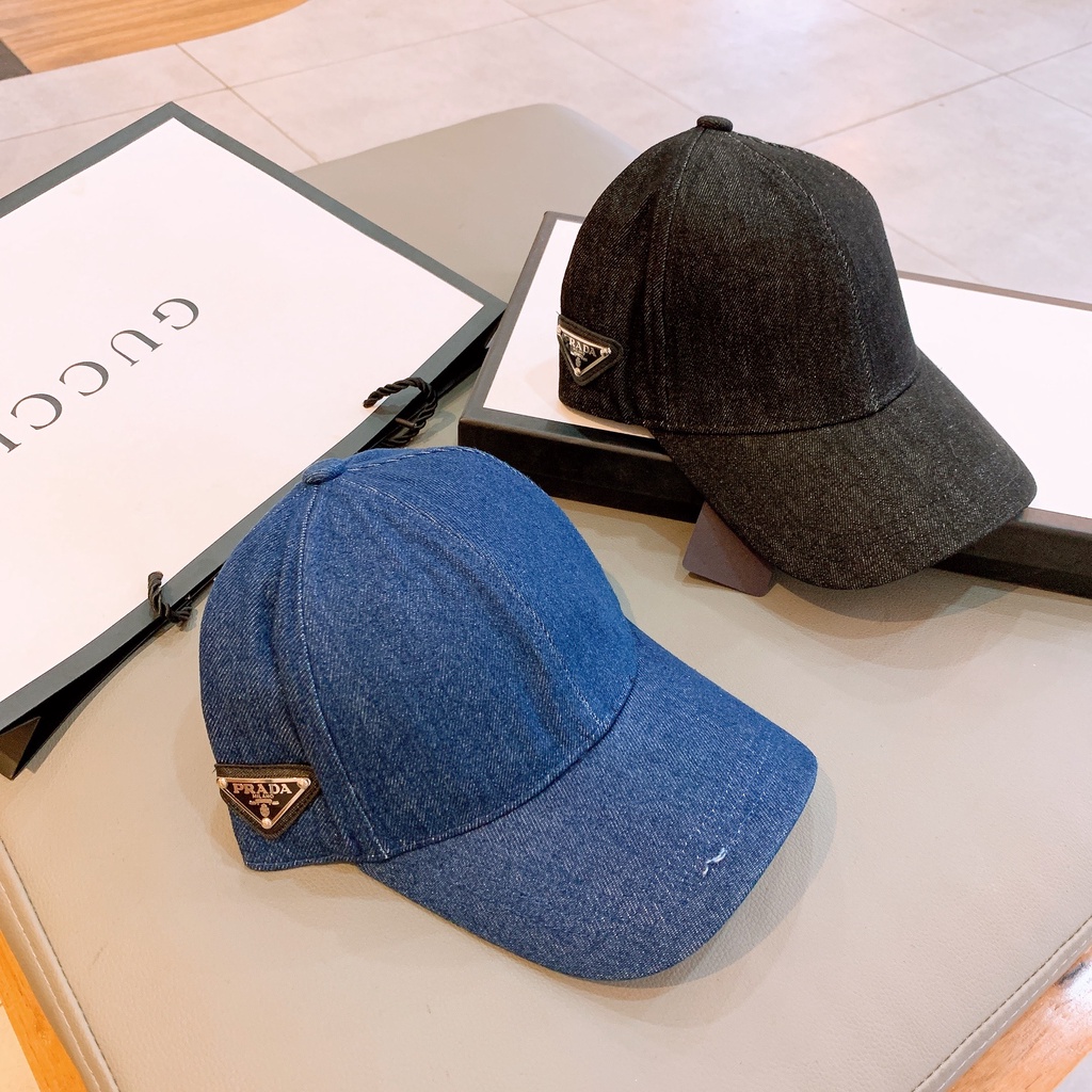 Mũ Lưỡi trai prada denim full tag về sẵn 2 màu đen, xanh phom siêu đẹp