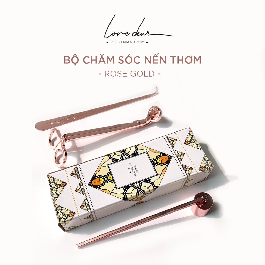 Bộ phụ kiện 3 món chăm sóc nến thơm LoveDear sáp thơm phòng cao cấp chất liệu thép không gỉ nhiều màu cực kỳ đẹp