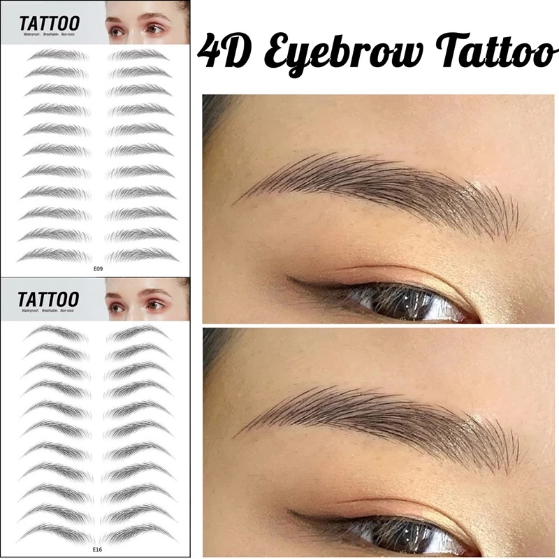 Miếng Dán Giả Xăm Lông Mày / Lông Mày 4D Tự Nhiên Kháng Nước Lâu Trôi