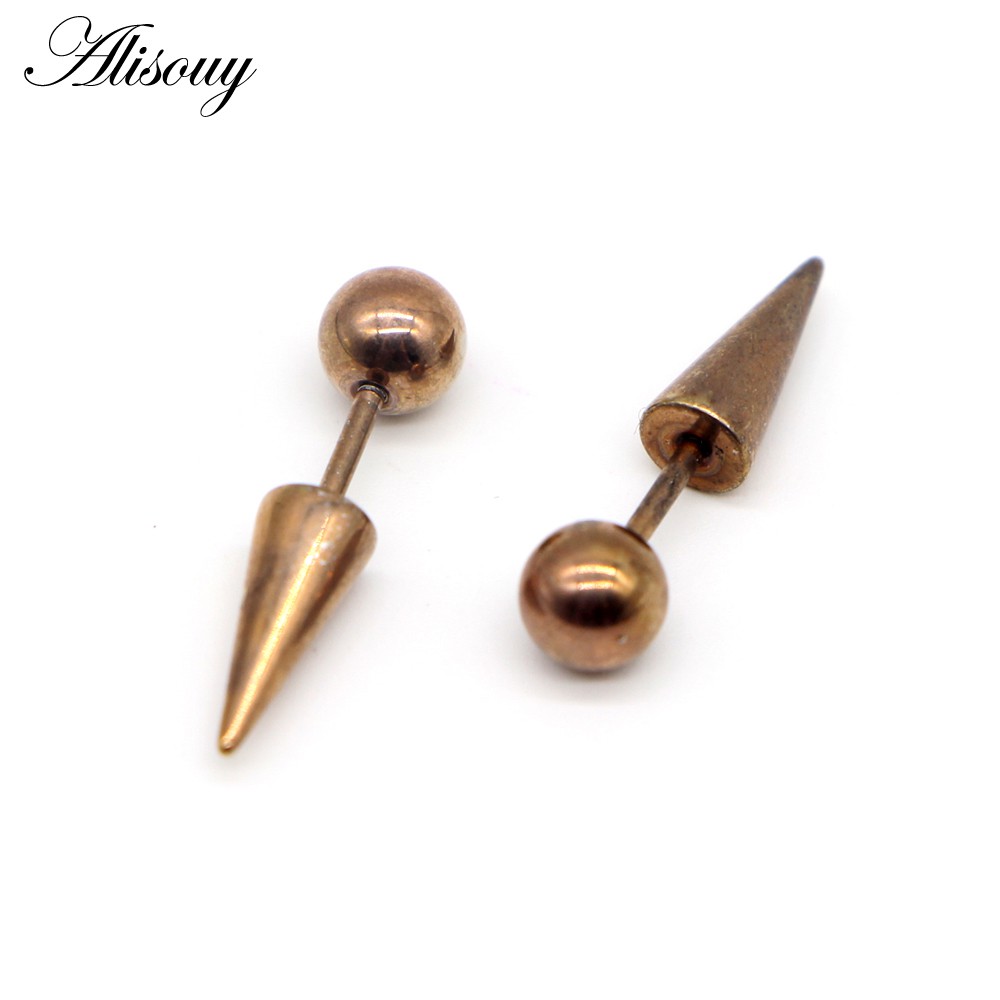 Alisouy Set 2 Khuyên Tai Tròn Đường Kính 6mm Bằng Thép Không Gỉ 6 Màu Cho Nam