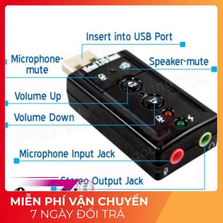 [FREESHIP] Usb sound 7.1 - bộ chuyển đổi cổng usb sang 2 jack Audio và mic