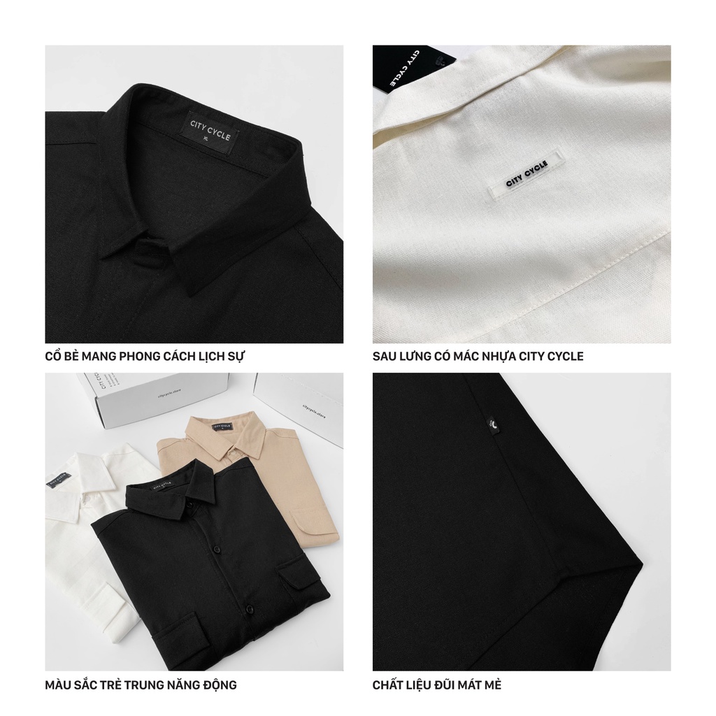 Áo sơ mi local brand cộc tay đũi City Cycle chất cotton form rộng nam nữ oversize unisex