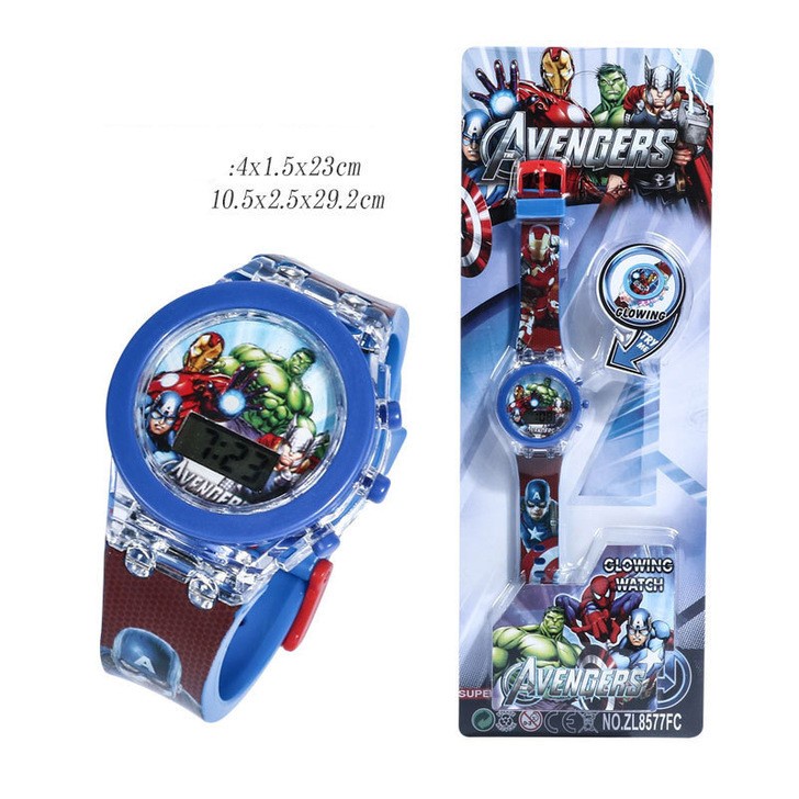 [Hàng sẵn] Đồng hồ điện tử chính hãng Disney có đèn LED - nhiều mẫu trong phim The Avengers - Elsa - Anna - Hello Kitty