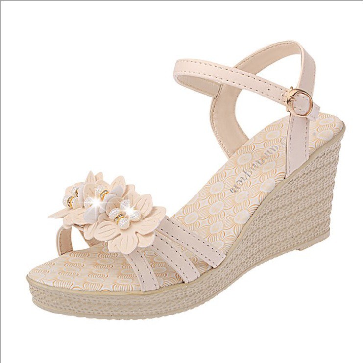 Giày Đế Xuồng Nữ,Giày Sandal Nữ Cao Cấp 7 Phân Màu Kem Điệu Đà - GN383