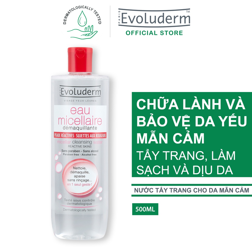 [HB GIFT] Nước tẩy trang Evoluderm Eau Micellaire 500ml (Tùy Chọn)