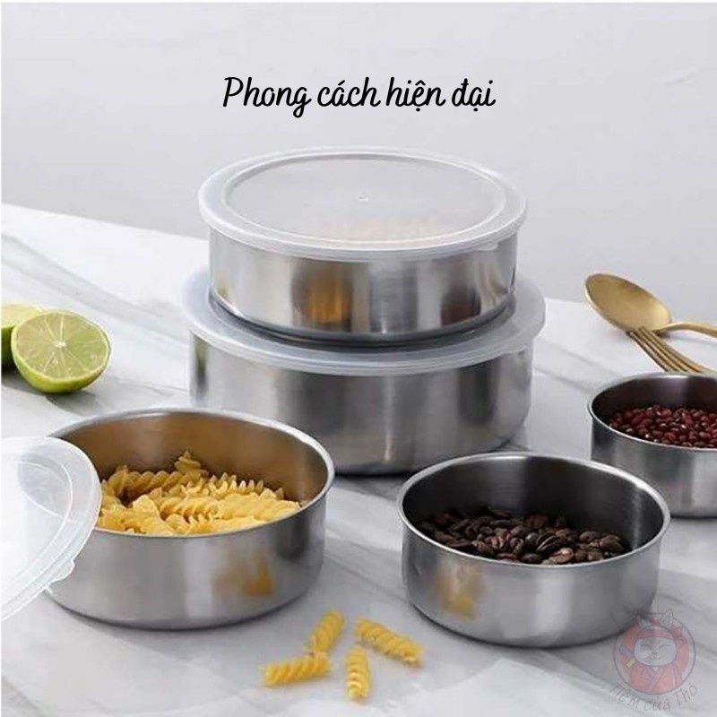 Set 4 hộp đựng thực phẩm inox kèm 4 nắp tiện lợi cao cấp