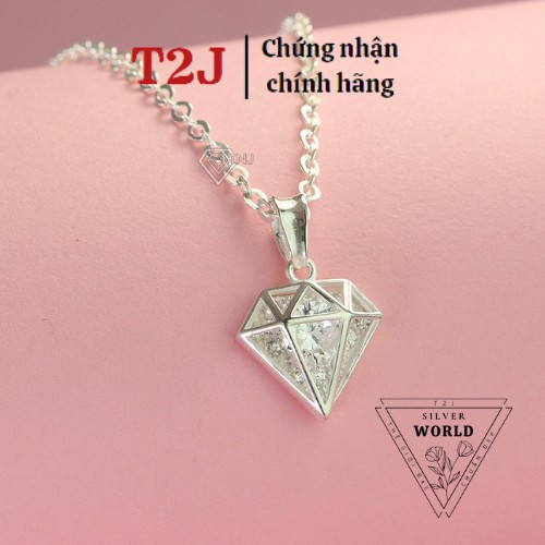 Dây chuyền bạc 925 mặt hình kim cương cực hot , Trang sức Silver World