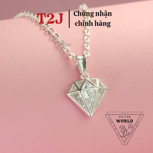 Dây chuyền bạc 925 mặt hình kim cương cực hot , Trang sức Silver World